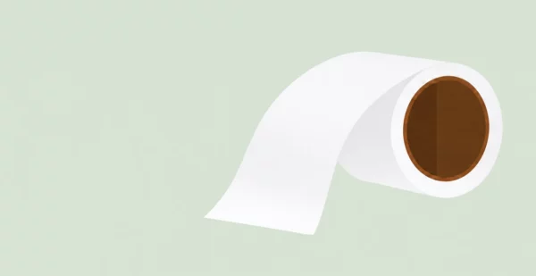 Illustratie van een witte papieren rol op een groene achtergrond.